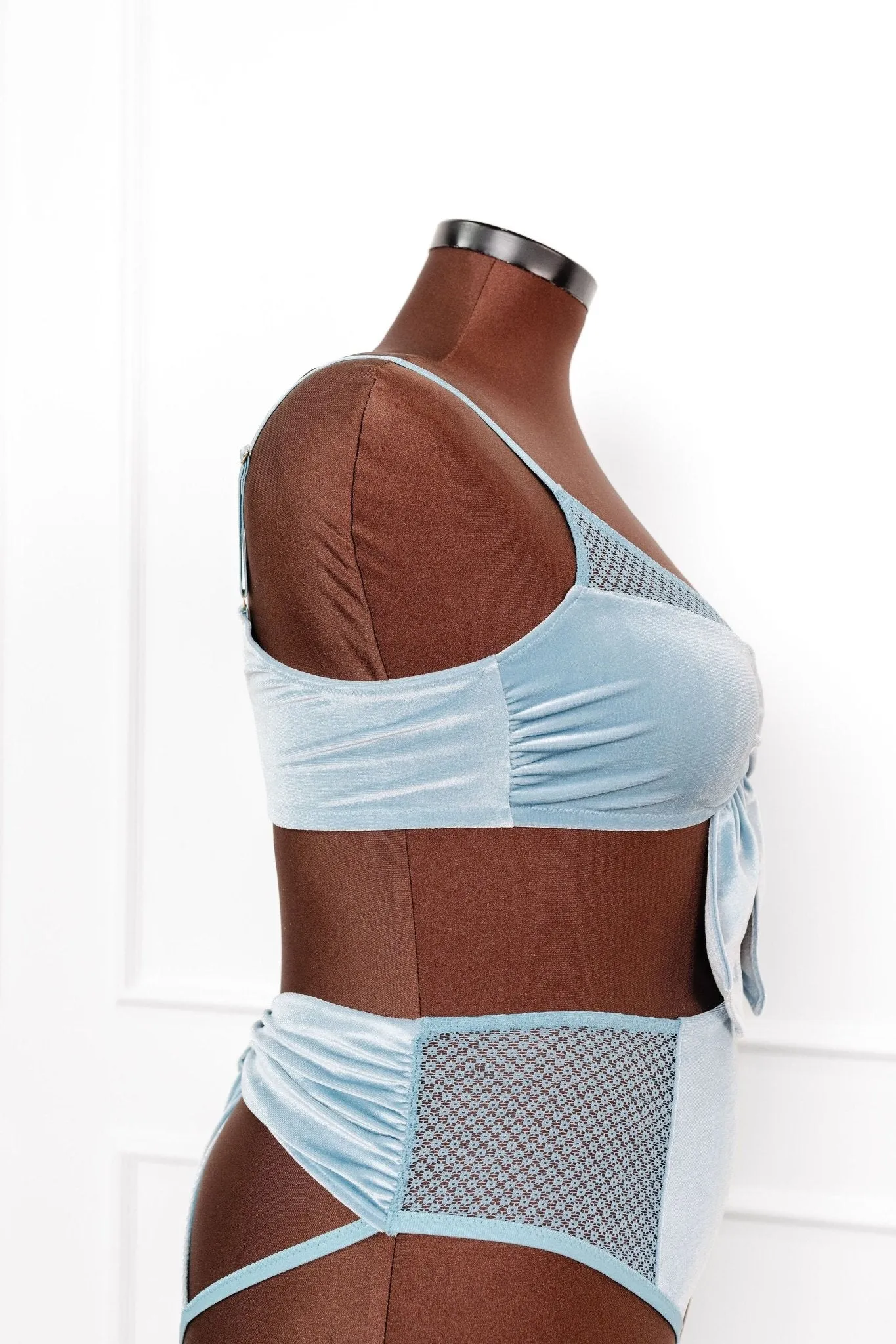 Velvet Bow Bralette - Frost Blue