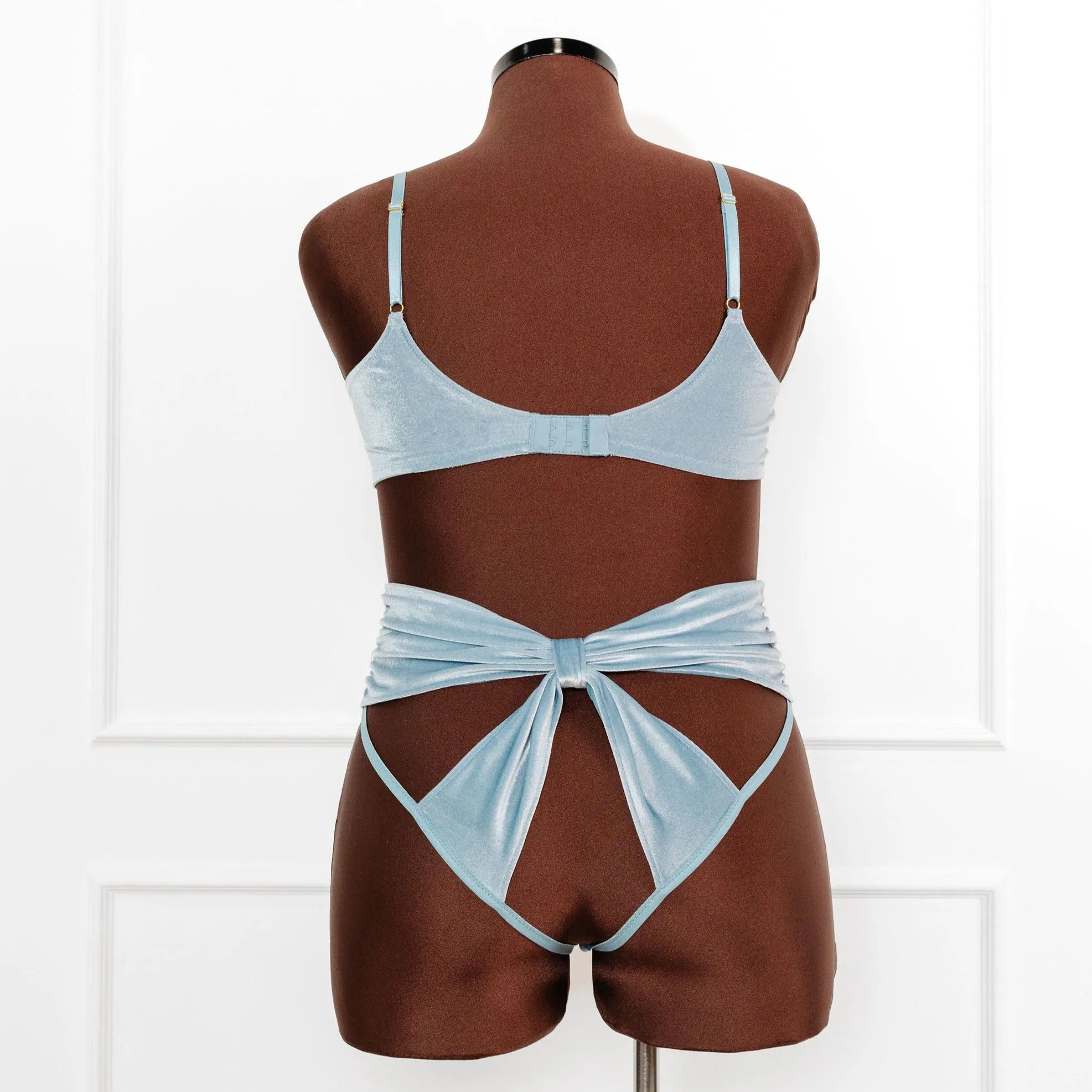 Velvet Bow Bralette - Frost Blue