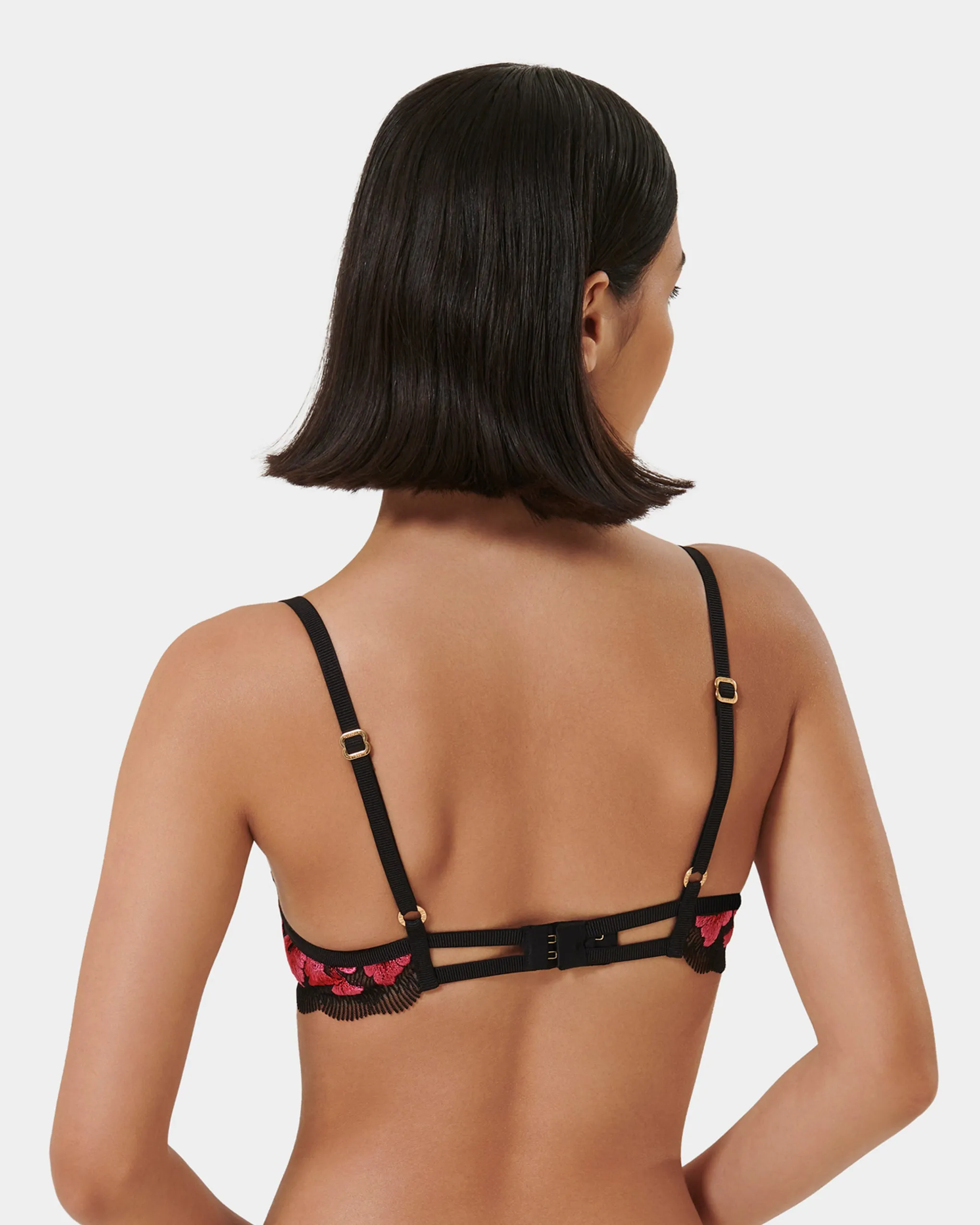 Vivienne Floral Embroidered Bra Pink