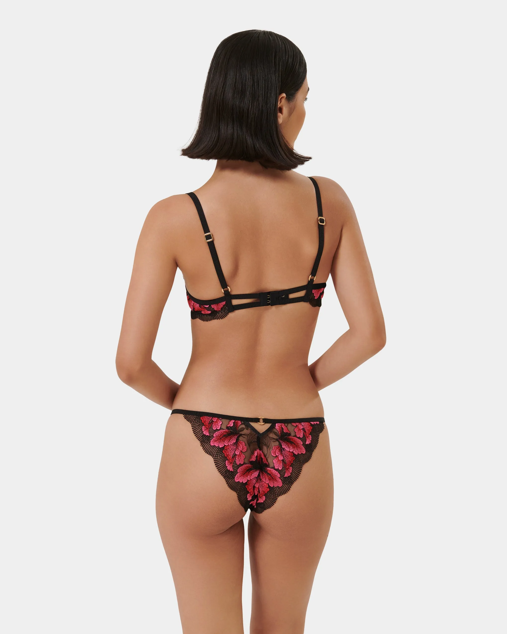 Vivienne Floral Embroidered Bra Pink