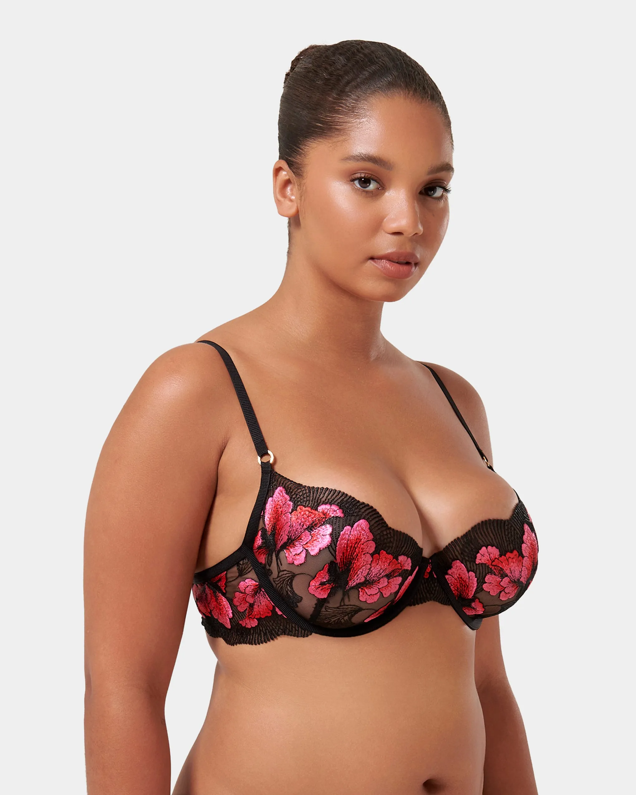 Vivienne Floral Embroidered Bra Pink