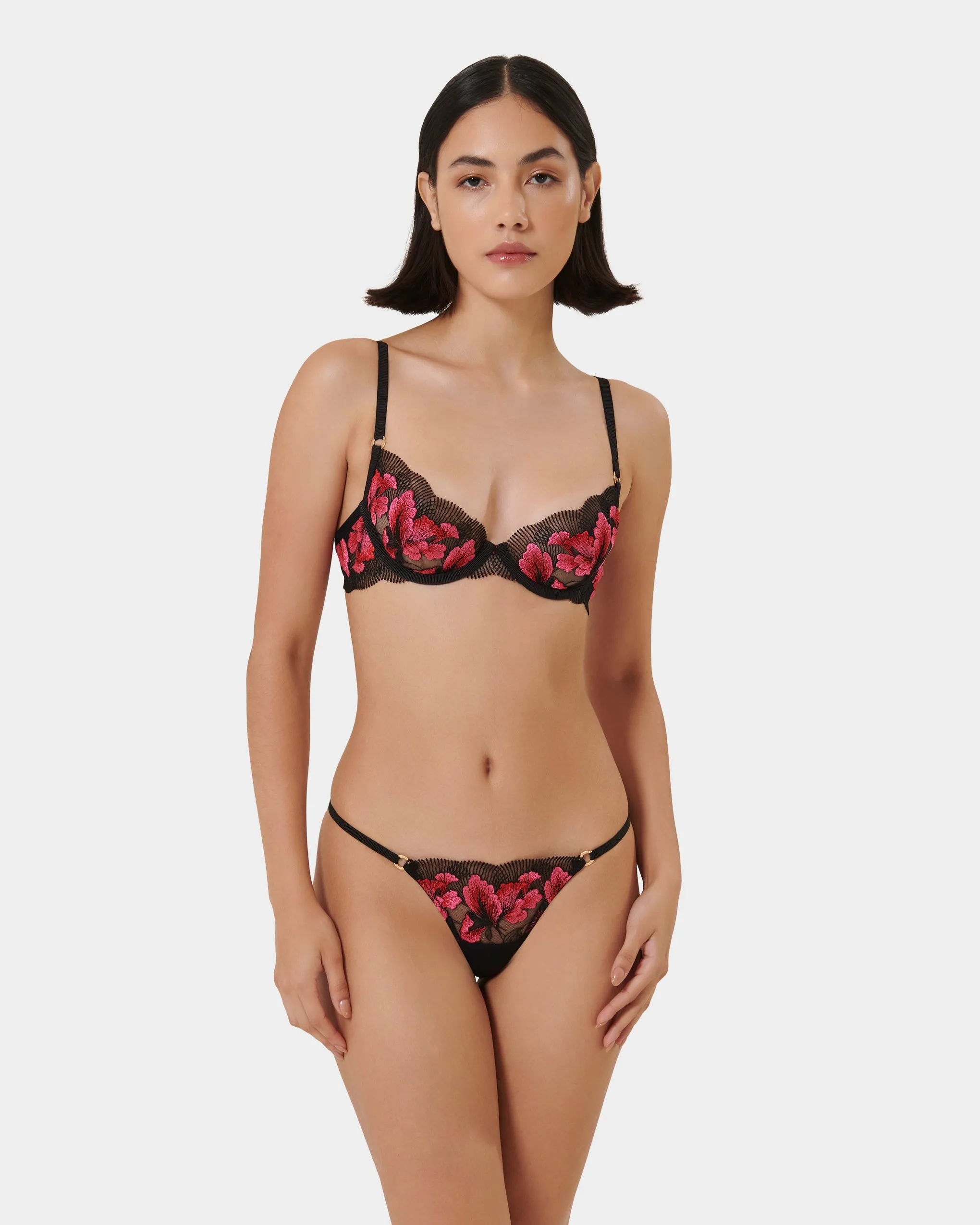 Vivienne Floral Embroidered Bra Pink