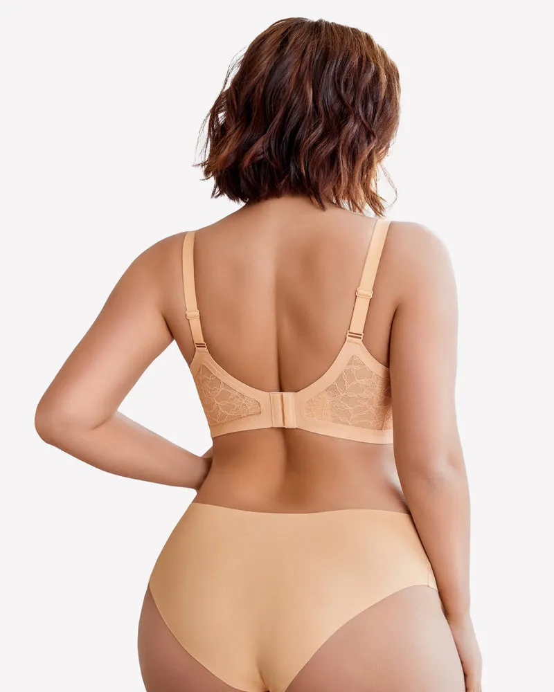 Wireless Lace Seamless Padded V Neck Bra