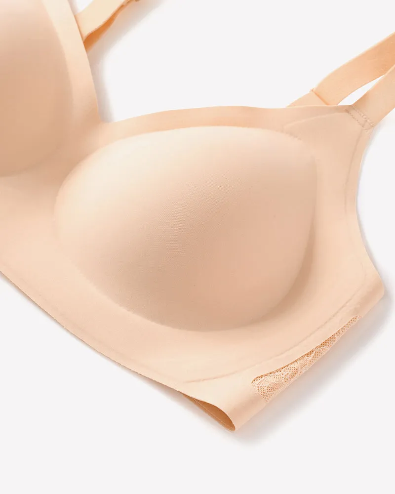 Wireless Lace Seamless Padded V Neck Bra