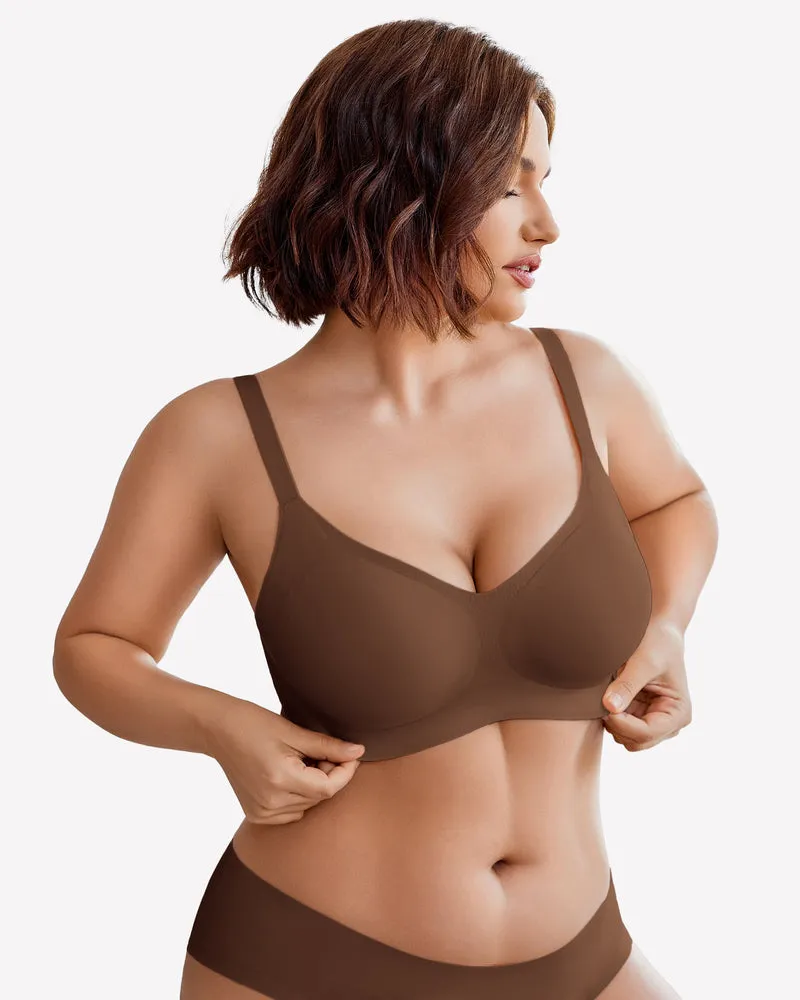Wireless Lace Seamless Padded V Neck Bra