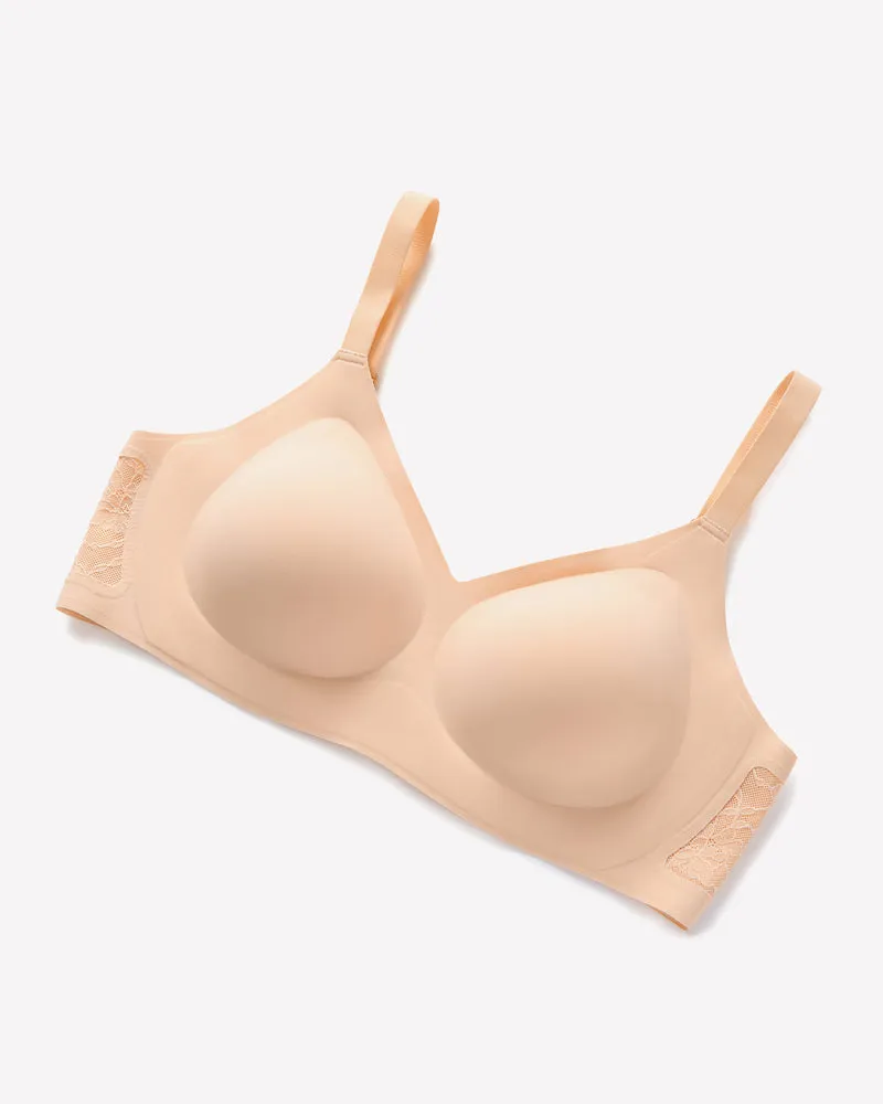 Wireless Lace Seamless Padded V Neck Bra