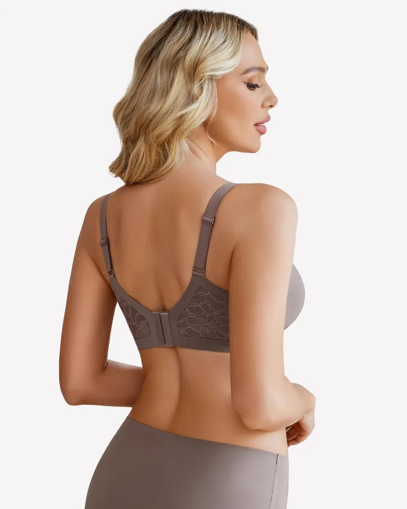 Wireless Lace Seamless Padded V Neck Bra