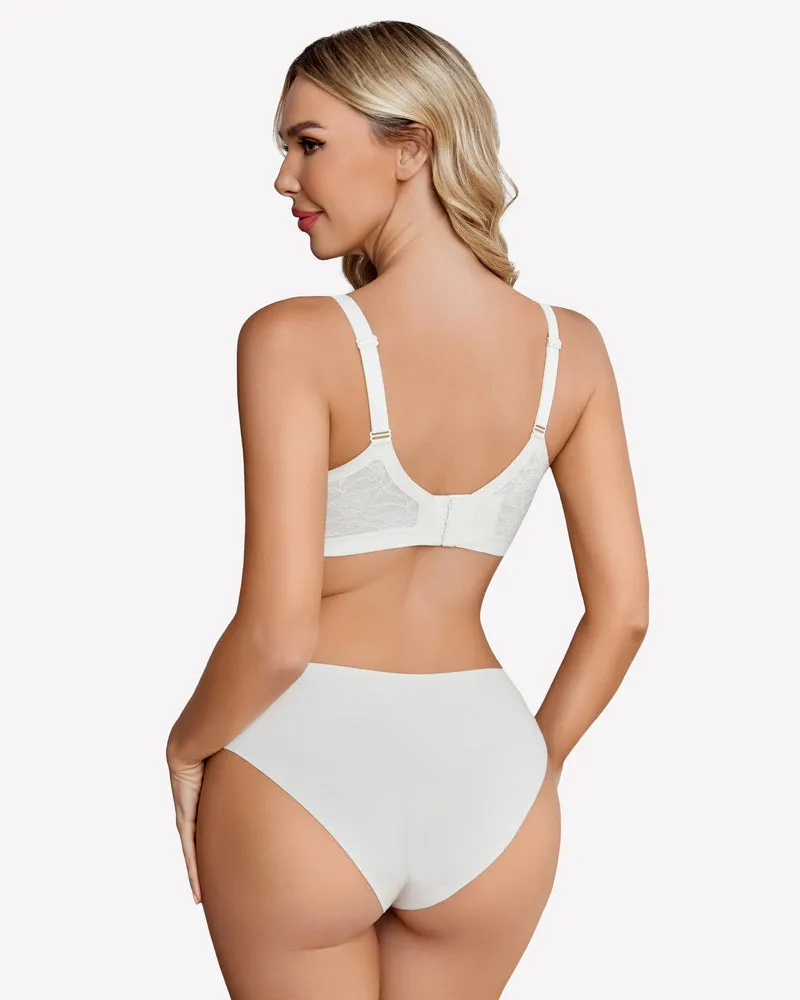 Wireless Lace Seamless Padded V Neck Bra