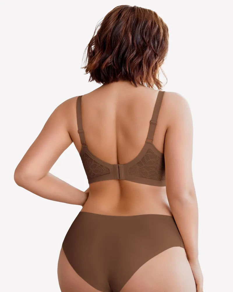 Wireless Lace Seamless Padded V Neck Bra