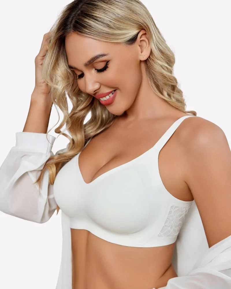 Wireless Lace Seamless Padded V Neck Bra