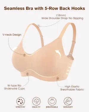Wireless Lace Seamless Padded V Neck Bra