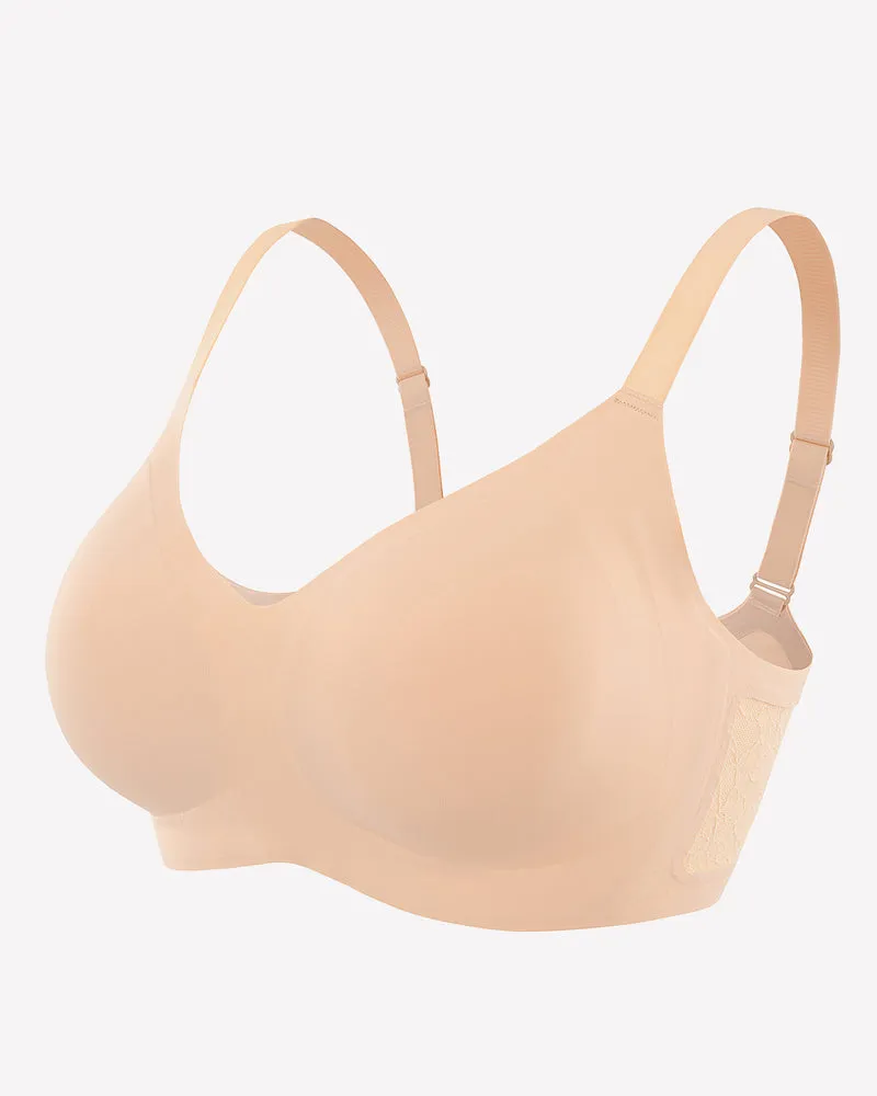 Wireless Lace Seamless Padded V Neck Bra