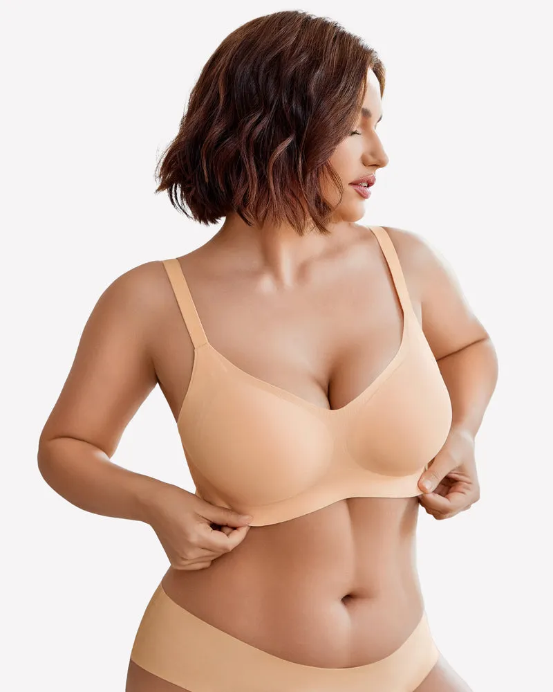Wireless Lace Seamless Padded V Neck Bra