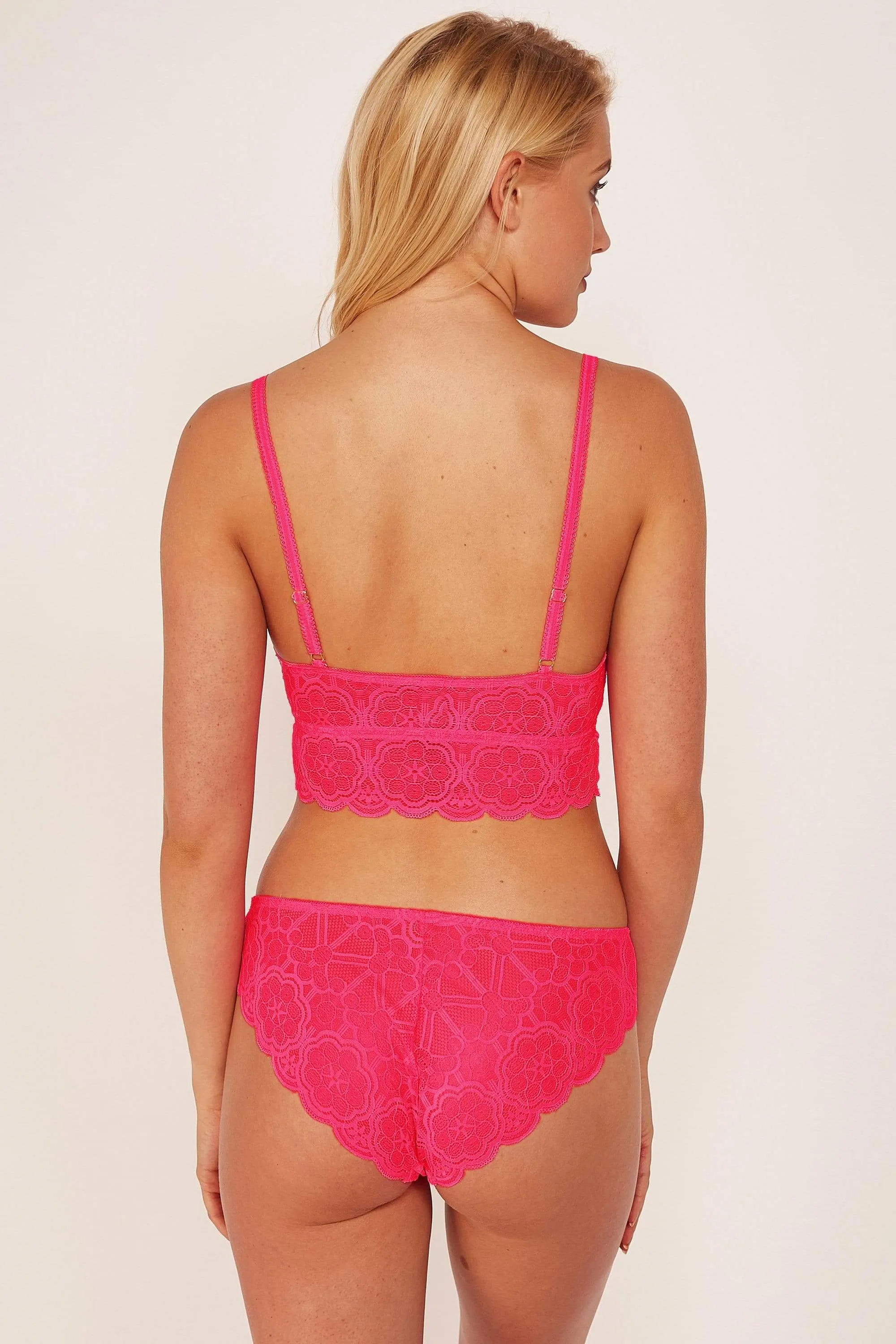 Wolf & Whistle Ariana Lace Neon Pink Brief