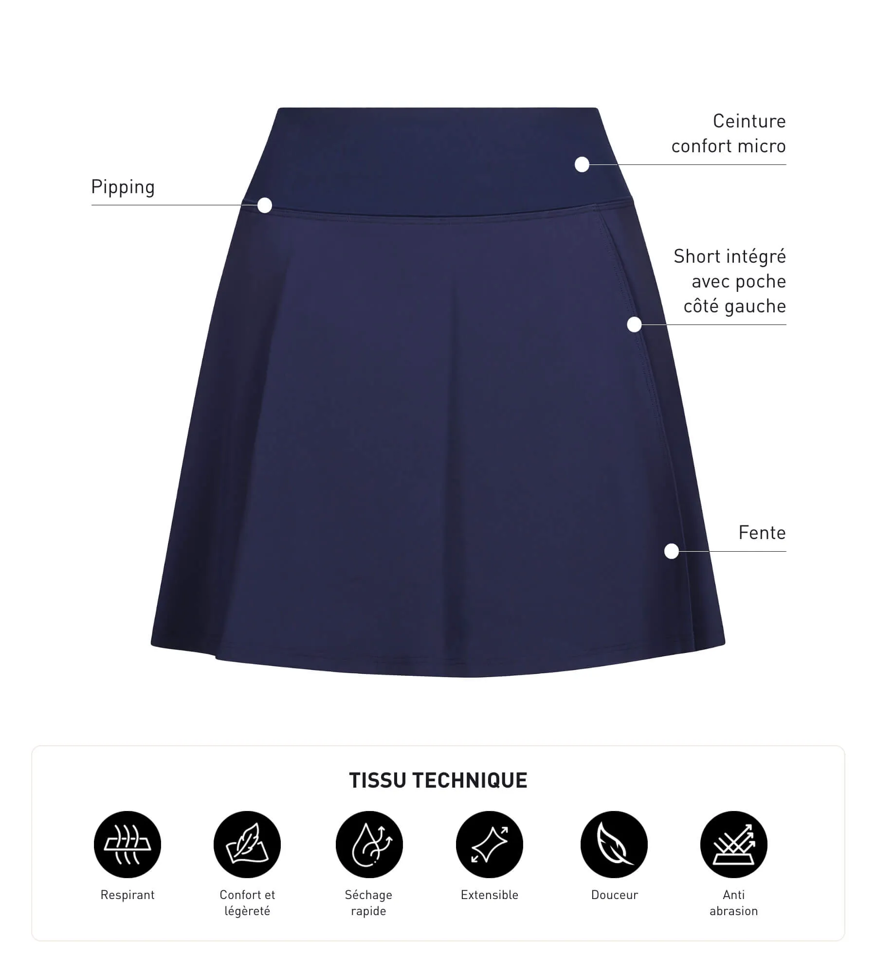 Women's microfibre short skirt Midnight Blue Dim Move