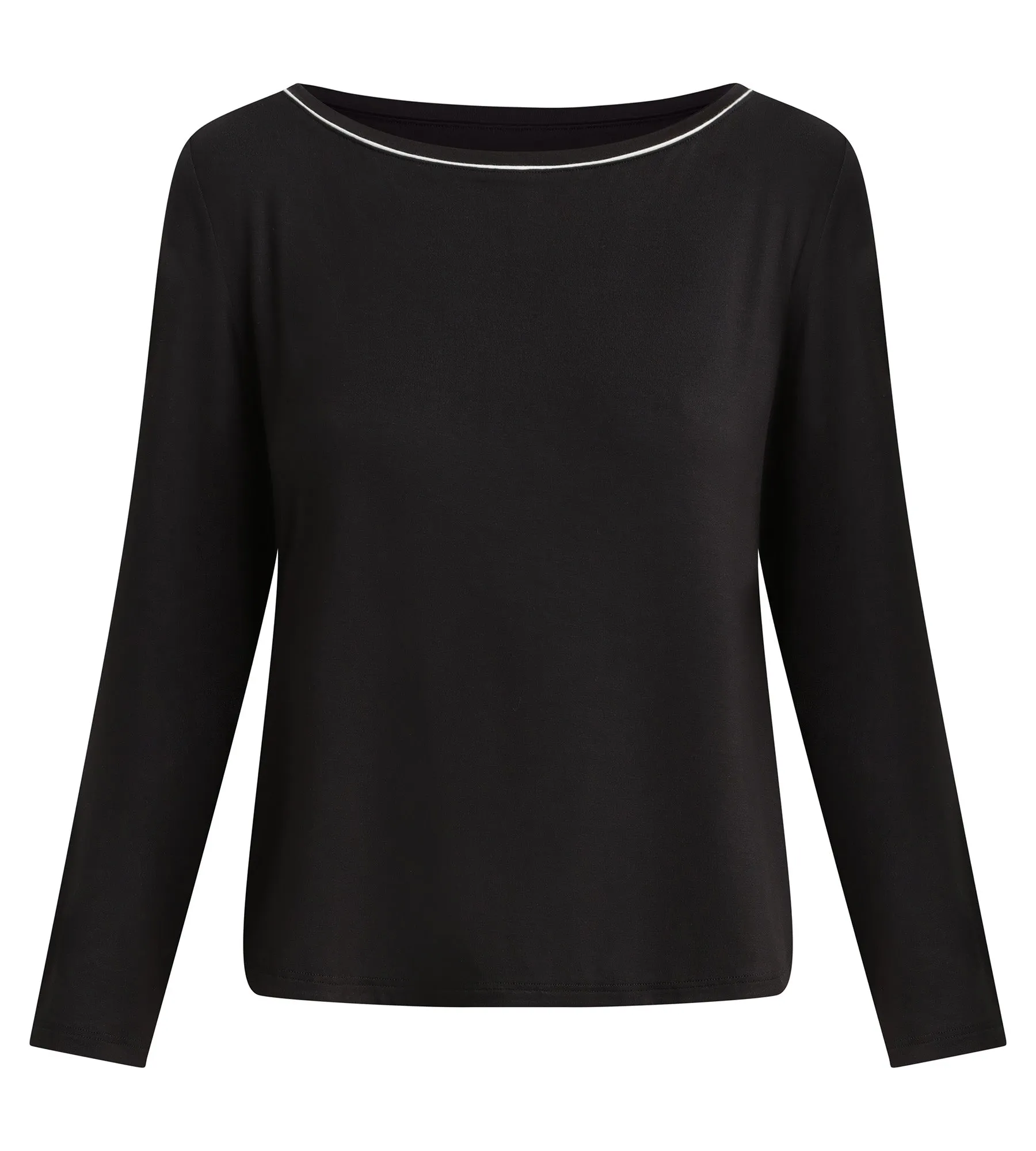 Women's sports top with boat neck in black viscose Dim Move